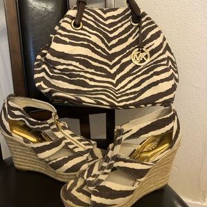Michael Kors Zebra print Purse & Shoes worn 2x